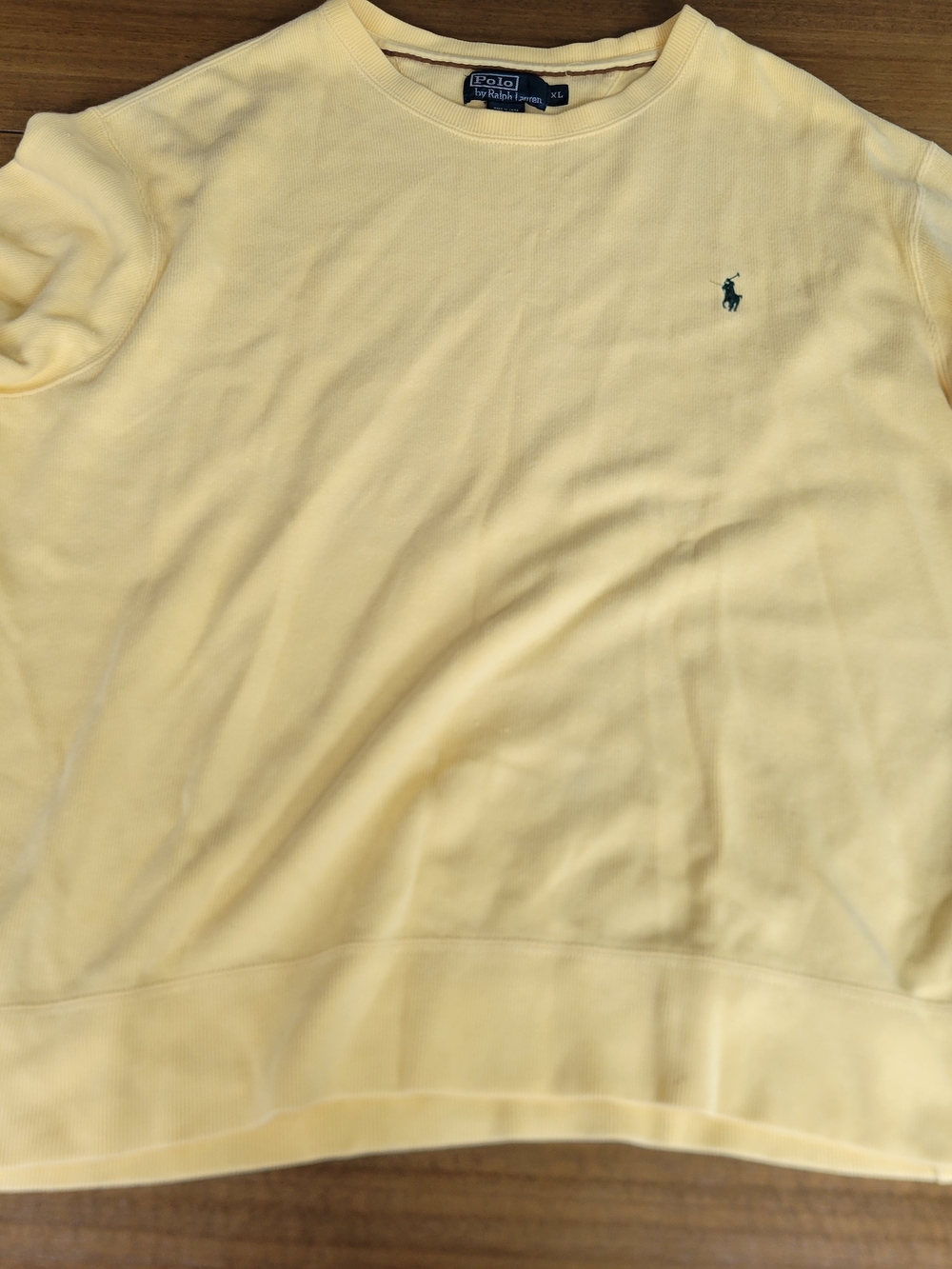 Vintage 90s Polo Ralph Lauren Crewneck Sweatshirt Yellow Men's XL Blue Tag